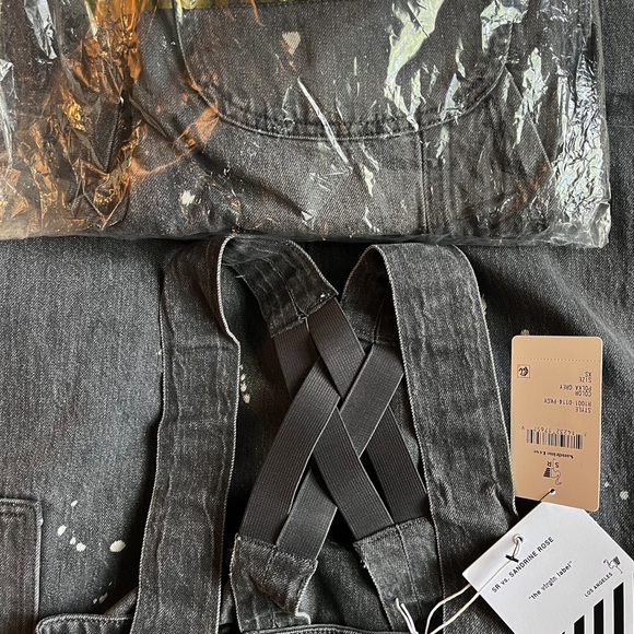 Sandrine Rose xFree People Polka Grey Denim Overall Sz XS - Picture 9 of 10